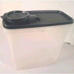 Vintage Tupperware Cereal Keeper Storage Container W/ Black Flip Lid